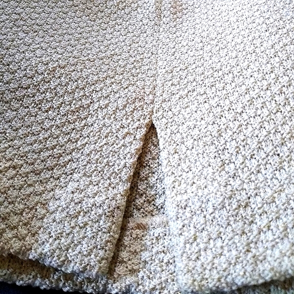 ST JOHN COUTURE 8 BOUCLE CROCHET AURORA BOREALIS LACE CREAM WOOL SILK SKIRT SUIT - Picture 9 of 16